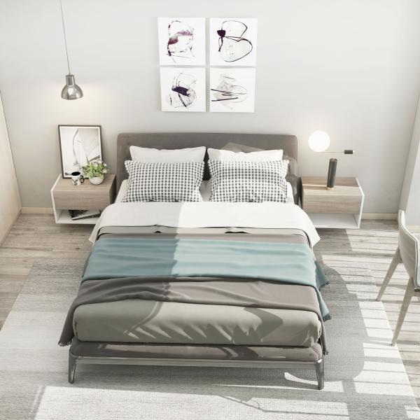 Conjunto de 2 Mesas de Cabeceira Flutuantes com 1 Gaveta e Prateleira Aberta 46x30x30 cm Carvalho e Branco