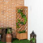 Floreira com Treliça de Madeira Caixa de Plantio com Suporte para Plantas Trepadeiras 40x40x145cm Madeira