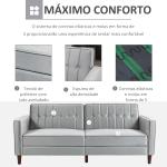 Sofá de 2 Lugares Convertível em Cama de Estofado Aveludado com Encosto Ajustável para Sala 189x80,5x78,5 cm Cinza Claro
