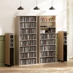 Estante Estreita para CDs e DVDs com 8 Compartimentos e Prateleiras Ajustáveis 58x24x126,3 cm em Madeira