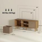 Móvel de TV para Televisores de até 50 Polegadas com 2 Gavetas de Tecido 2 Prateleiras Abertas 110x29x46,5 cm Madeira e Castanho Claro