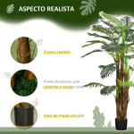 Planta Artificial Decorativa 160 cm Palmeira Artificial com Vaso e Folhas para Interior Verde