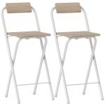 Conjunto de 2 Bancos de Bar Dobráveis Bancos Altos de Cozinha com Encosto Apoio para os Pés 37x45x87 cm Madeira