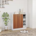 Sapateira com 2 Portas Prateleiras Interiores e 4 Prateleiras Exteriores com Altura Ajustável 83x30x90 cm Madeira