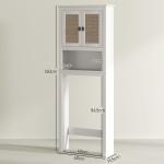 Móvel sobre Sanita Armário sobre Sanita com 2 Portas com Frente em Vime Compartimento e Prateleira Ajustável 60x19,5x160 cm Branco