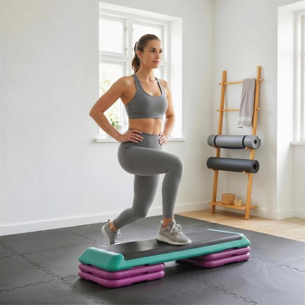 Step para Fitness Antiderrapante Altura Regulável 3 Níveis de 10/15/20 cm para Exercício 110x40x20 cm Multicolor