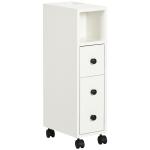 Armário de Casa de Banho Móvel Auxiliar para Espaço Reduzido com Rodas Prateleiras Abertas Armário e Gaveta 18x30x68,5cm Branco