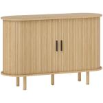 Aparador com Portas Tambor Deslizantes Design Moderno para Sala de Estar com 4 Compartimentos e Pés de Madeira 120x40x78 cm Carvalho