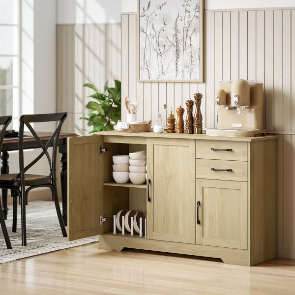 Aparador com 3 Portas Moderno para Sala de Estar com 2 Gavetas Prateleira Ajustável 120x38x79 cm Madeira
