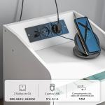 Mesa de Cabeceira com Luzes LED Gaveta Prateleira Estação de Carregamento Entrada USB e Controlo Remoto 40x40x58 cm Branco