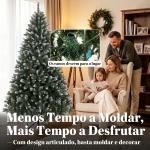 Árvore de Natal Artificial 180 cm com 802 Pontas Efeito Nevado, 59 Pinhas e Base Metálica Dobrável Verde e Branco