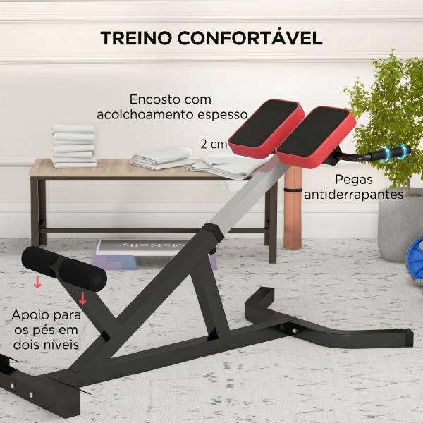 Cadeira Romana para Hiperextensões com Altura e Encosto Reguláveis, 120 kg, para Treino de Abdominais e Costas