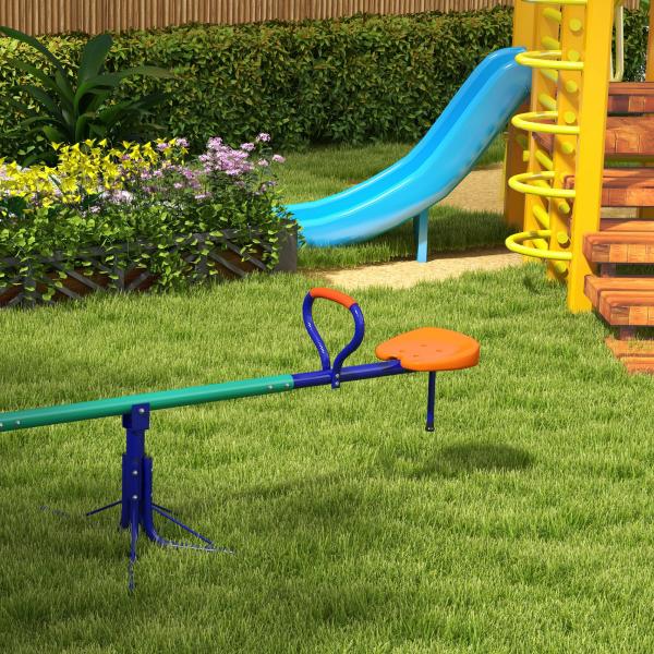 Baloiço para Crianças Sobe e Desce Infantil Giratório 360° com Barra de Comprimento Ajustável Assento Confortável Multicolor