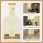 Poste Arranhador para Gatos com Poste de Sisal e Bola Suspensa para Interior 38x38x80cm Carvalho