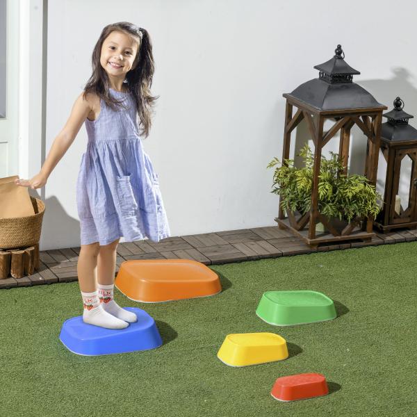 Jogo de Equilíbrio para Crianças de 3 - 8 Anos Conjunto de 5 Degraus para Treino de Equilíbrio 36x27,5x31 cm Multicor