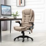 Cadeira de Escritório com Massagem 6 Pontos Reclinável até 130° com Função de Aquecimento 67x74x107 - 116 cm Castanho Claro
