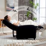 Poltrona Relax Reclinável até 155° Poltrona Reclinável Manual para Pessoas com Altura Inferior 195 cm 67x87x98 cm Preto