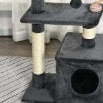 Arranhador para Gatos 50x30x81,5 cm Centro de Atividades para Gatos com Poste de Sisal Plataformas e Caverna Cinza