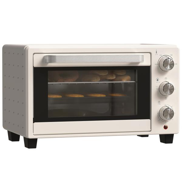 Mini Forno Elétrico 21L 1400W com Temporizador até 60min e Temperatura Ajustável até 230℃ 46x38,5x29 cm Creme e Prata