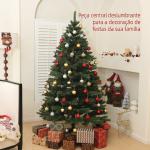 Árvore de Natal Artificial 180 cm com 1050 Ramos e Base de Aço Dobrável, Montagem Rápida, para Interior, Verde