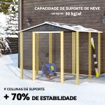 Abrigo de Jardim 4,4 m² 240x206x198 cm Abrigo de Jardim com Porta de Correr e Fechadura Cinza Escuro