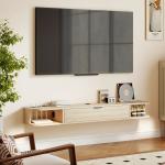 Móvel de TV Suspenso com Orifício para Cabos Estilo Moderno para Televisão 60 Polegadas 140x24x16 cm Madeira
