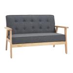Sofá de 2 Lugares com Encosto e Almofadas Acolchoados Pés de Madeira Antiderrapantes para Sala de estar Dormitório Oficina 114x66x69 cm Cinza