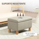 Baú de Armazenamento para Dormitório 33L Puff de Armazenamento Estofado em PU Banco de Arrumação 60x38x40 cm Cinza Claro
