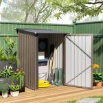 Abrigo de Jardim de Aço Galvanizado com Porta Fechadura e Teto Inclinado 0,92 m² 100x103x160 cm Marrom