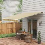 Toldo Manual Retrátil 350x250 cm com Manivela de Metal Impermeável e Anti - UV para Jardim Terraço Janelas Cinza e Amarelo
