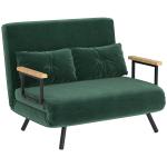 Sofá Cama Sofá Convertível em Cama de 2 Lugares Dobrável com Encosto Ajustável em 5 Níveis e 2 Almofadas 102x73x81 cm Verde