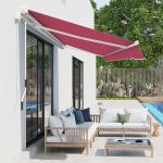 Toldo Manual 395x245 cm Toldo de Varanda Pátio com Manivela de Alumínio e Tecido de Poliéster 280 g/m² Vinho