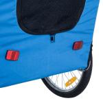 Reboque de Bicicleta para Cães Reboque de Bicicleta para Animais de Estimação com Bandeira Reflectores 130x73x90cm Azul