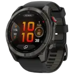 Smartwatch Fenix 8 Pro 47mm AMOLED (Cinzento Titânio Safira c/ Bracelete Preta em Silicone) - GARMIN