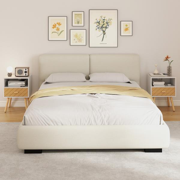 Mesa de Cabeceira com Estação de Carregamento Gaveta 2 Tomadas AC Porta USB e Tipo - C 40x35x54,7 cm Branco