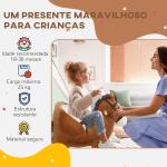 Cavalo Baloiço para Crianças de 18 - 36 Meses com Sons Cinto de Segurança e Base de Madeira Carga 25 kg 68x33x45 cm Marrom