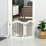 Barreira de Segurança Dobrável para Cães Pequenos Barreira de Proteção para Animais de Estimação com 3 Painéis e 2 Suportes para Portas Escadas Corredores 154,5x29,5x61 Branco