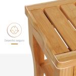 Banco para Casa de Banho de Bambu com Prateleira de Arrumação Antiderrapante Impermeável e Resistente 47,5x26x44,5 cm Madeira