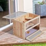 Gaiola de madeira para hamsters e outros pequenos roedores Casa para animais de 2 níveis 60x35x42cm