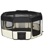 Parque para Animais de Estimação Dobrável com 2 Portas e Almofada Tecido Oxford Ø120x58 cm Preto