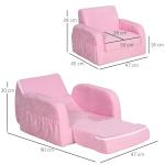 Poltrona Infantil Poltrona 2 em 1 para Crianças Dobrável em 2 Posições com Apoio de Braços e Assento Acolchoado 47x45x38cm Rosa