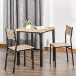 Conjunto de Mesa e 2 Cadeiras de Jantar, 3 Peças, para 2 Pessoas, 120 kg, Madeira Natural