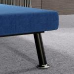 Sofá Cama Individual Dobrável com Encosto Ajustável em 5 Níveis Almofada e Estofado em Linho Sintético 75x70x75 cm Azul