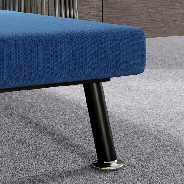Sofá Cama Individual Dobrável com Encosto Ajustável em 5 Níveis Almofada e Estofado em Linho Sintético 75x70x75 cm Azul