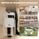 Conjunto de 6 Cadeiras Dobráveis com Encosto Curvo Assento Côncavo com Ventilação 48,5x47x75 cm Branco