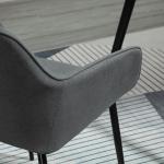Conjunto de 2 Cadeiras de Sala de Jantar Estofadas em Linho com Encosto e Pés de Metal 59,5x56,5x81 cm Cinza