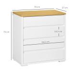 Cómoda Moderna com 4 Gavetas de Madeira para Dormitório Carga Máxima 40 kg 70x37x75 cm Branco e Madeira