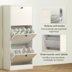 Sapateira Estreita com 3 Portas Sapateira para Entrada com Prateleiras Ajustáveis para 12 Pares de Sapatos 47x28x115 cm Branco