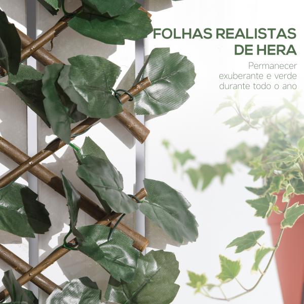 Vedação com Treliça Expansível de 2 Peças com Folhas Artificiais Parede de Folhas com Vime Decorativa Vedação de Privacidade 295x70 cm Verde