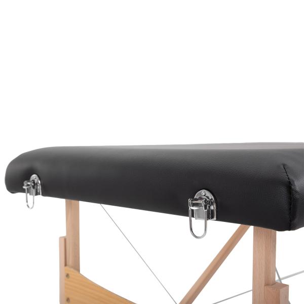 Marquesa de Massagem Dobrável Portátil com Apoio para a Cabeça Altura Ajustável e Bolsa de Transporte 186x60x58 - 81 cm Preto